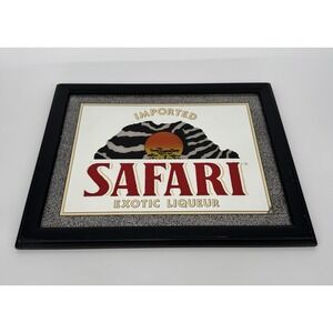 Vintage Bar Mirror Safari Exotic Liquer Advertising Sign Framed Wall Display